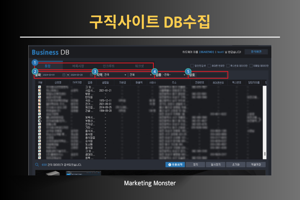 Business DB로 추출된 기업 정보를 엑셀로 확인하는 모습