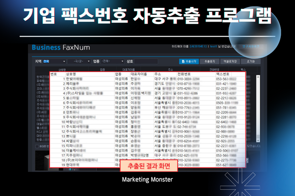 팩스번호 자동 수집 프로그램으로 얻은 효율