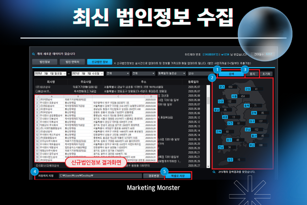 DBMaker 법인으로 수집한 이메일 디비와 기업 정보 데이터 예시