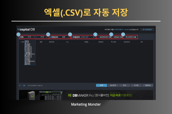 Hospital DB 프로그램으로 수집된 병원 데이터를 마케팅에 활용하는 컨셉 이미지