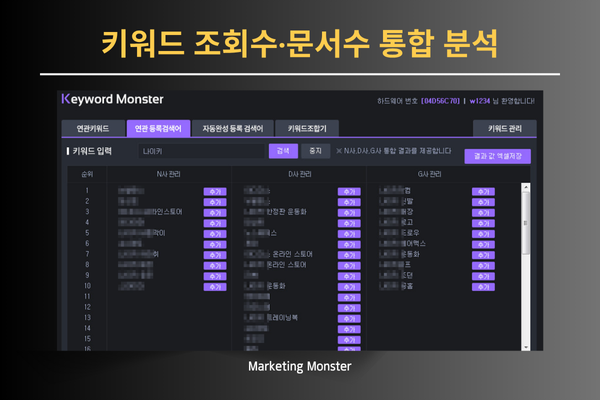 키워드 자동 조합 기능을 나타내는 이미지