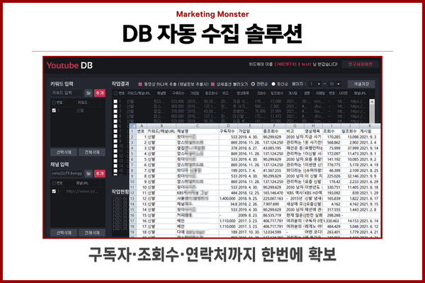 유튜브 계정 DB 관리 효율성 그래프